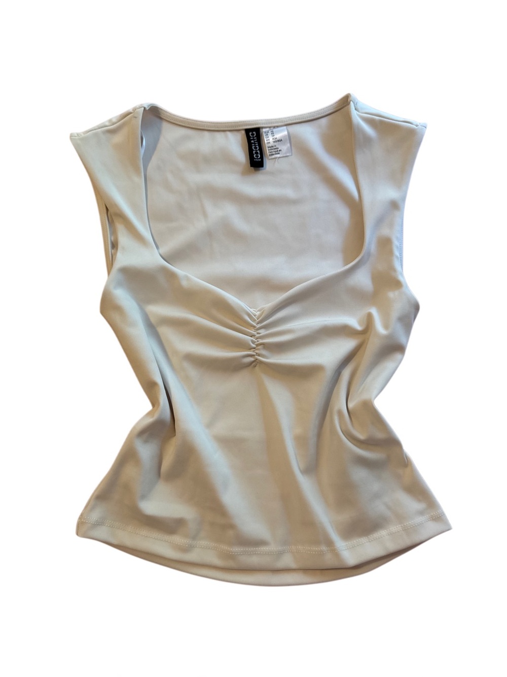 Cinch Cream Scoop Neck Ruched Women's Tank Top